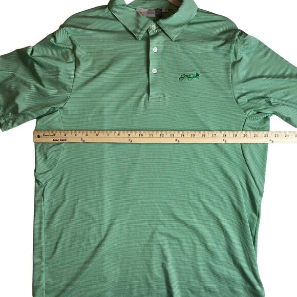 KJUS Polo‎ Shirt Mens L Performance Geometric Striped UPF 50+ Green Golf - Picture 7 of 9